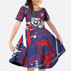 Western Bulldogs Kid Short Sleeve Dress Mascot Cartoon Football Illustration Style