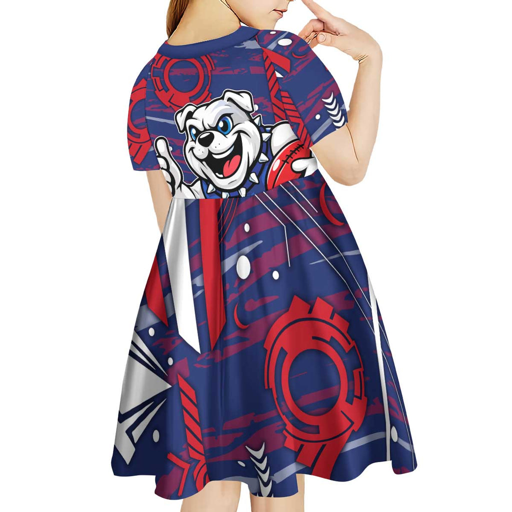 Western Bulldogs Kid Short Sleeve Dress Mascot Cartoon Football Illustration Style