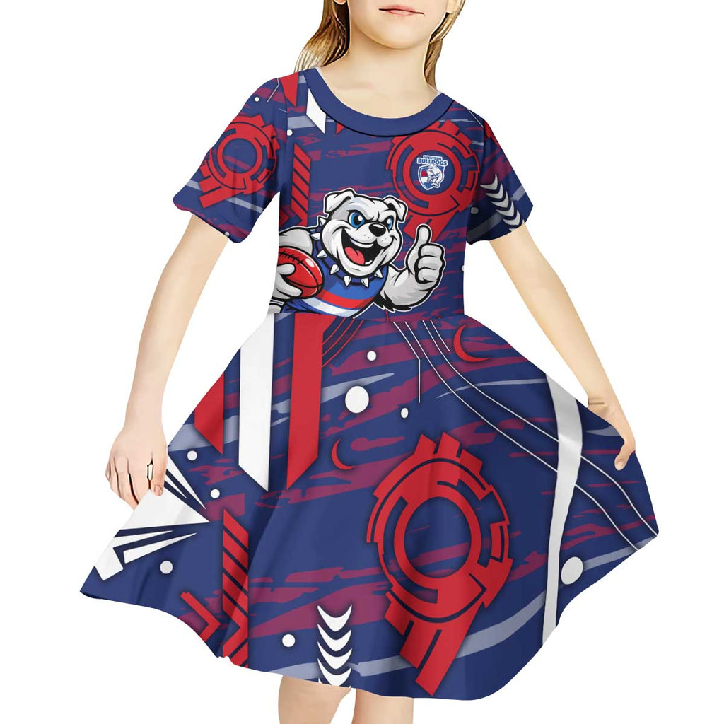Western Bulldogs Kid Short Sleeve Dress Mascot Cartoon Football Illustration Style