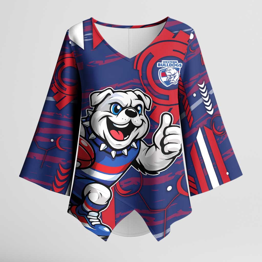 Western Bulldogs Kimono Sleeve Blouse Mascot Cartoon Football Illustration Style