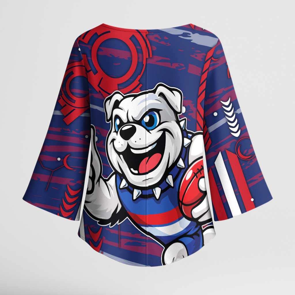 Western Bulldogs Kimono Sleeve Blouse Mascot Cartoon Football Illustration Style