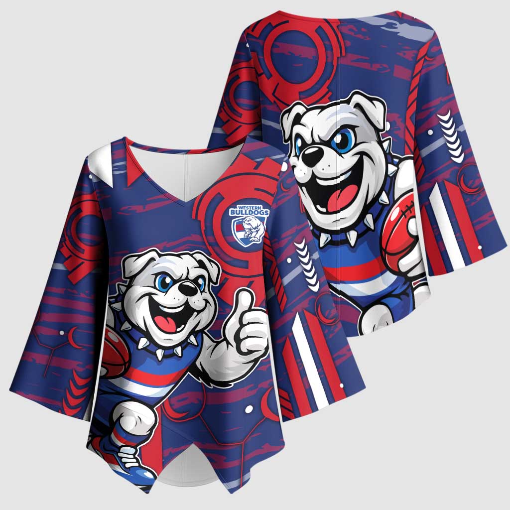 Western Bulldogs Kimono Sleeve Blouse Mascot Cartoon Football Illustration Style