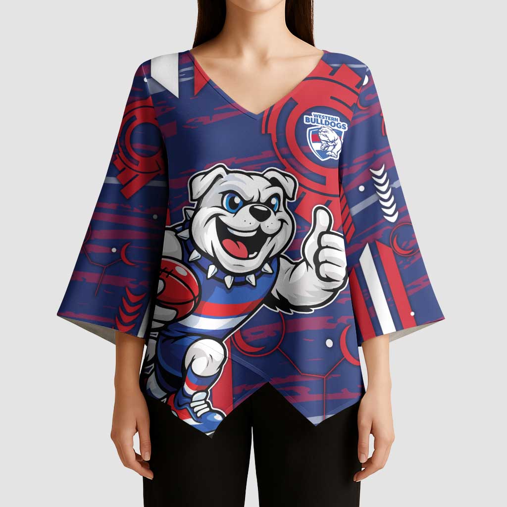 Western Bulldogs Kimono Sleeve Blouse Mascot Cartoon Football Illustration Style