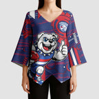 Western Bulldogs Kimono Sleeve Blouse Mascot Cartoon Football Illustration Style
