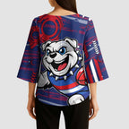 Western Bulldogs Kimono Sleeve Blouse Mascot Cartoon Football Illustration Style