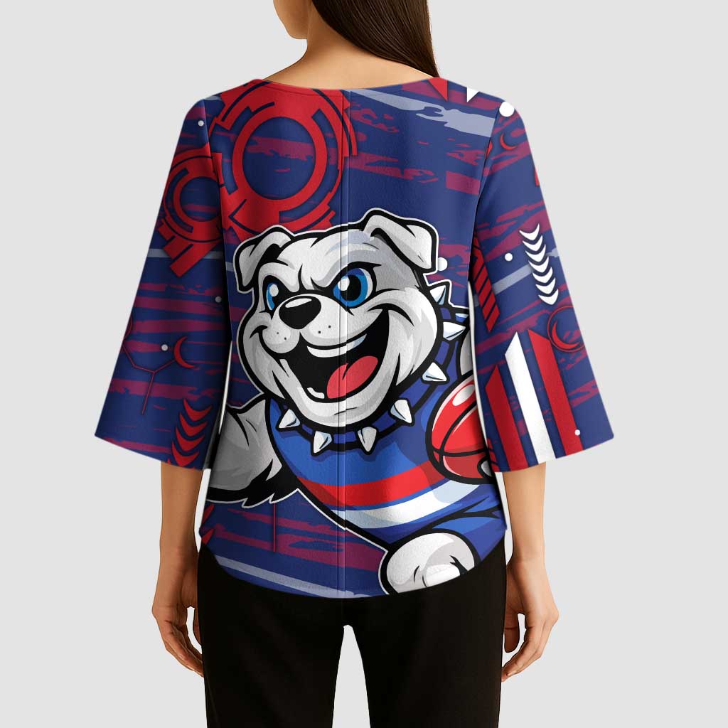 Western Bulldogs Kimono Sleeve Blouse Mascot Cartoon Football Illustration Style