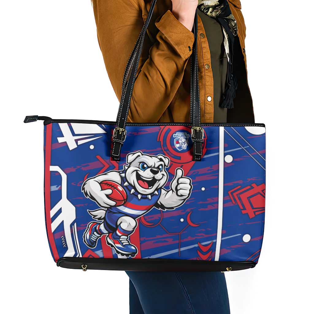 Western Bulldogs Leather Tote Bag Mascot Cartoon Football Illustration Style
