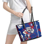 Western Bulldogs Leather Tote Bag Mascot Cartoon Football Illustration Style