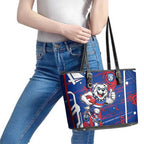 Western Bulldogs Leather Tote Bag Mascot Cartoon Football Illustration Style