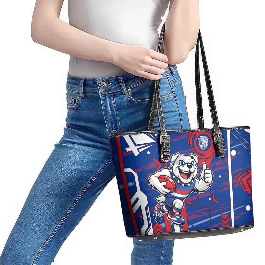 Western Bulldogs Leather Tote Bag Mascot Cartoon Football Illustration Style