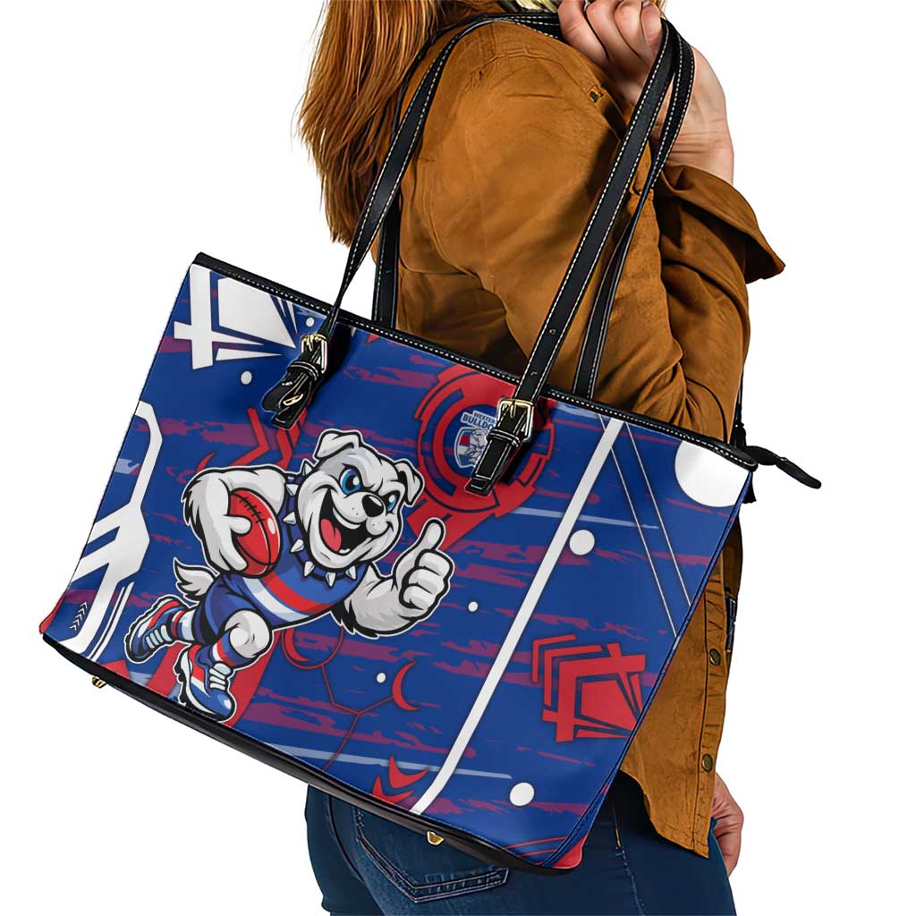 Western Bulldogs Leather Tote Bag Mascot Cartoon Football Illustration Style