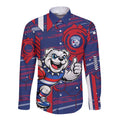 Western Bulldogs Long Sleeve Button Shirt Mascot Cartoon Football Illustration Style