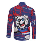 Western Bulldogs Long Sleeve Button Shirt Mascot Cartoon Football Illustration Style