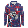 Western Bulldogs Long Sleeve Polo Shirt Mascot Cartoon Football Illustration Style