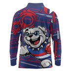 Western Bulldogs Long Sleeve Polo Shirt Mascot Cartoon Football Illustration Style