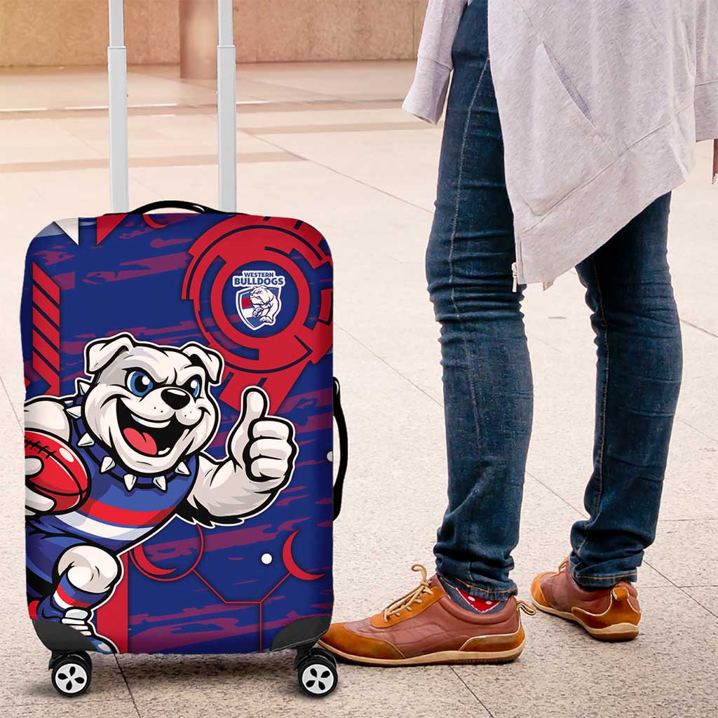 Western Bulldogs Luggage Cover Mascot Cartoon Football Illustration Style