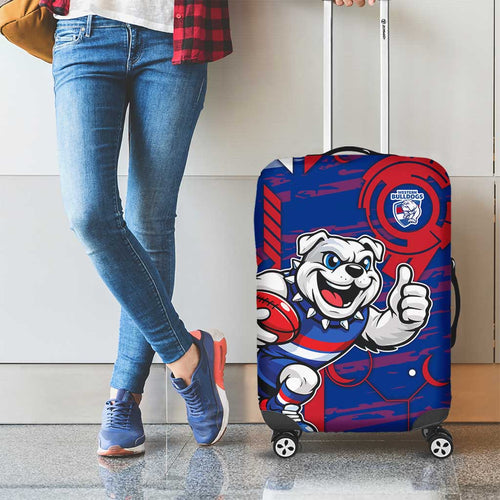 Western Bulldogs Luggage Cover Mascot Cartoon Football Illustration Style