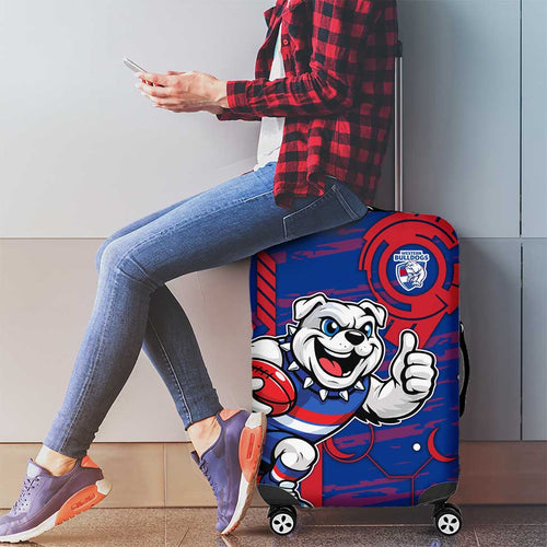 Western Bulldogs Luggage Cover Mascot Cartoon Football Illustration Style