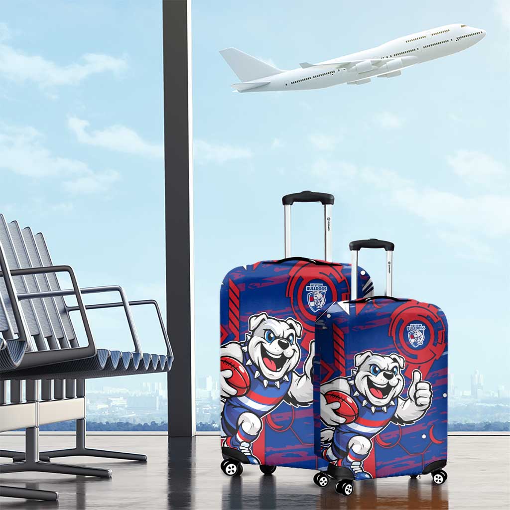 Western Bulldogs Luggage Cover Mascot Cartoon Football Illustration Style