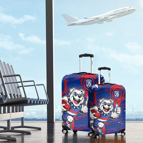 Western Bulldogs Luggage Cover Mascot Cartoon Football Illustration Style
