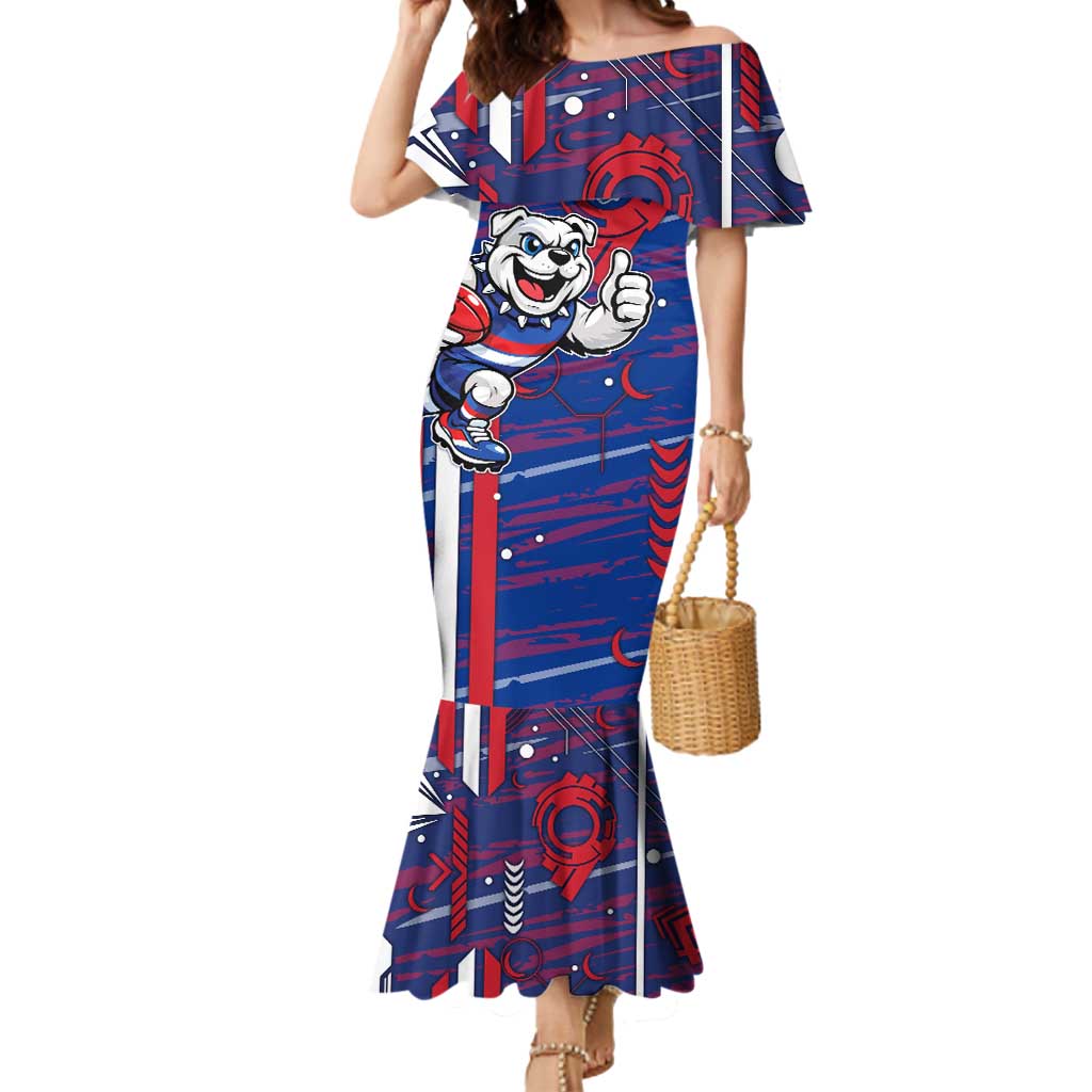 Western Bulldogs Mermaid Dress Mascot Cartoon Football Illustration Style