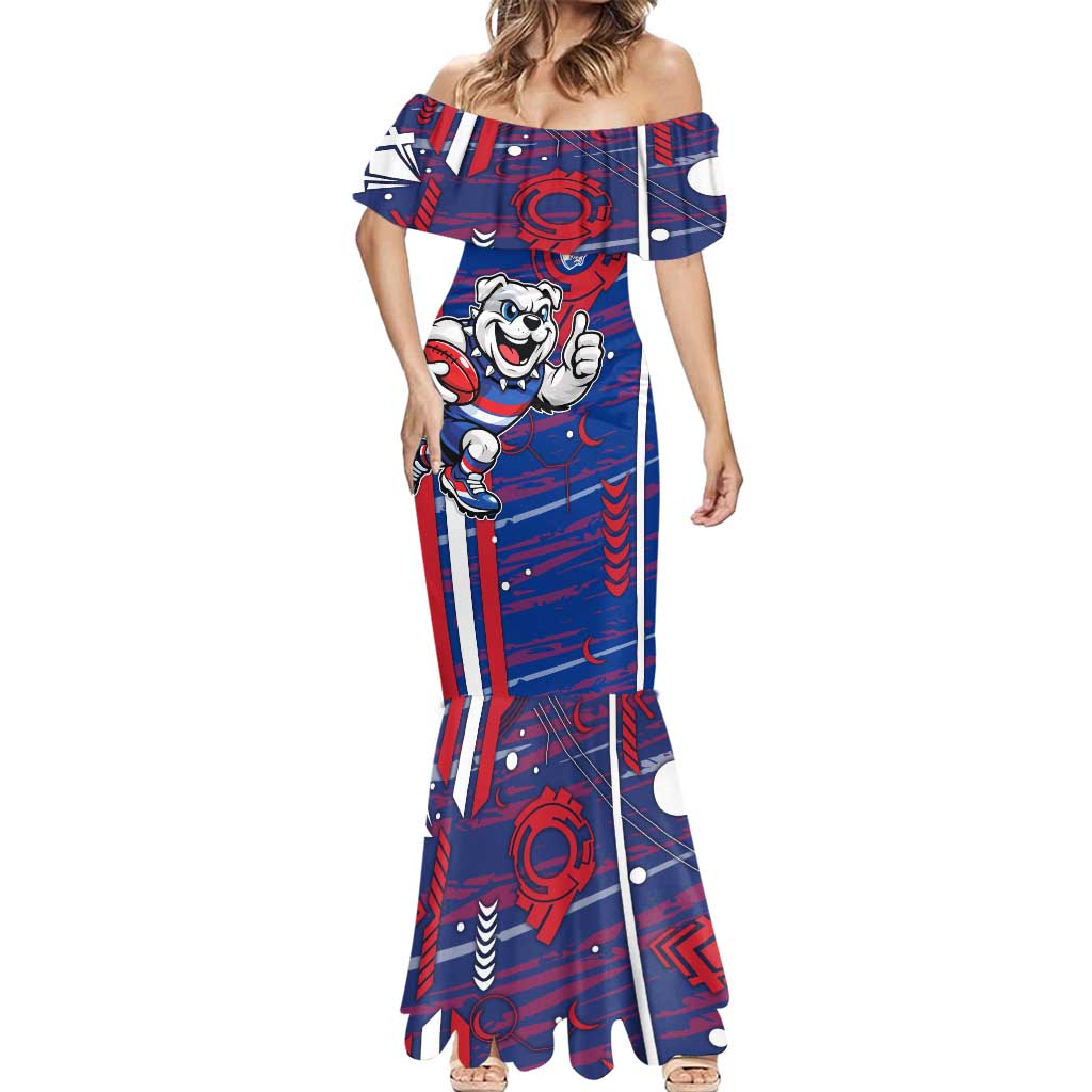 Western Bulldogs Mermaid Dress Mascot Cartoon Football Illustration Style
