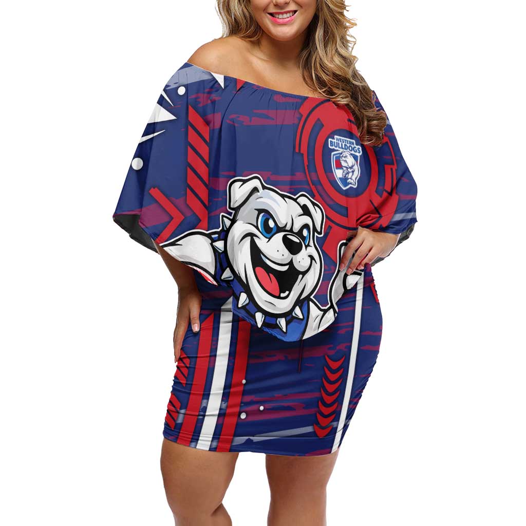 Western Bulldogs Off Shoulder Short Dress Mascot Cartoon Football Illustration Style