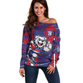 Western Bulldogs Off Shoulder Sweater Mascot Cartoon Football Illustration Style