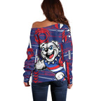 Western Bulldogs Off Shoulder Sweater Mascot Cartoon Football Illustration Style