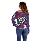 Western Bulldogs Off Shoulder Sweater Mascot Cartoon Football Illustration Style