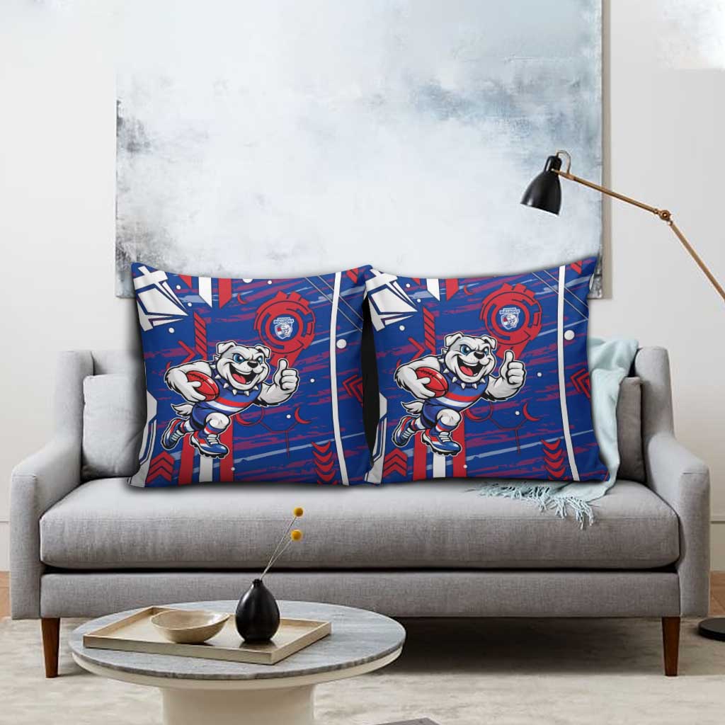 Western Bulldogs Pillow Cover Mascot Cartoon Football Illustration Style