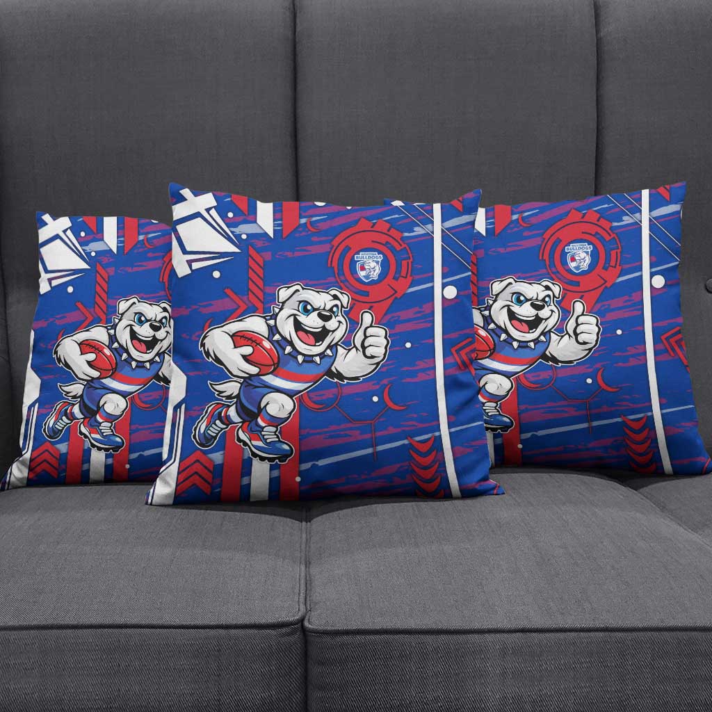 Western Bulldogs Pillow Cover Mascot Cartoon Football Illustration Style