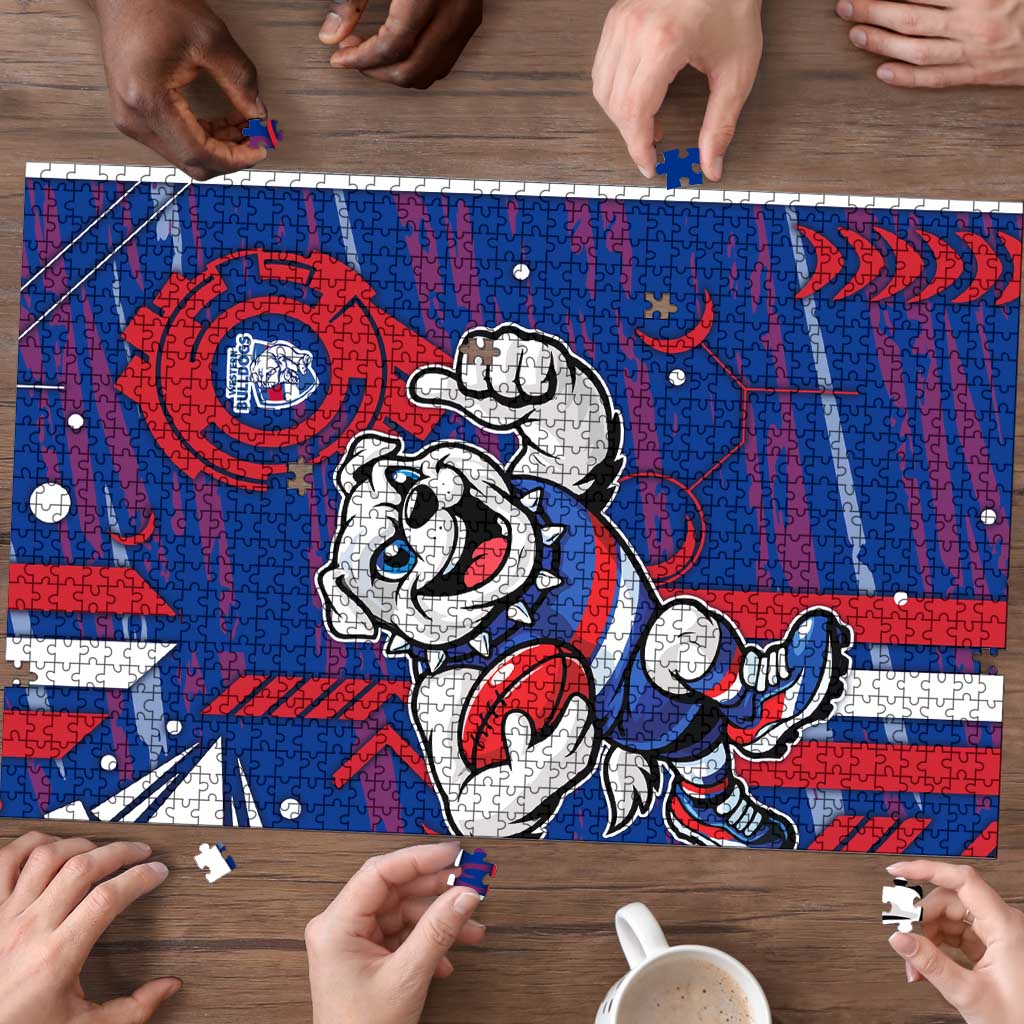 Western Bulldogs Puzzle Mascot Cartoon Football Illustration Style