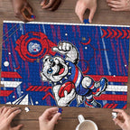 Western Bulldogs Puzzle Mascot Cartoon Football Illustration Style