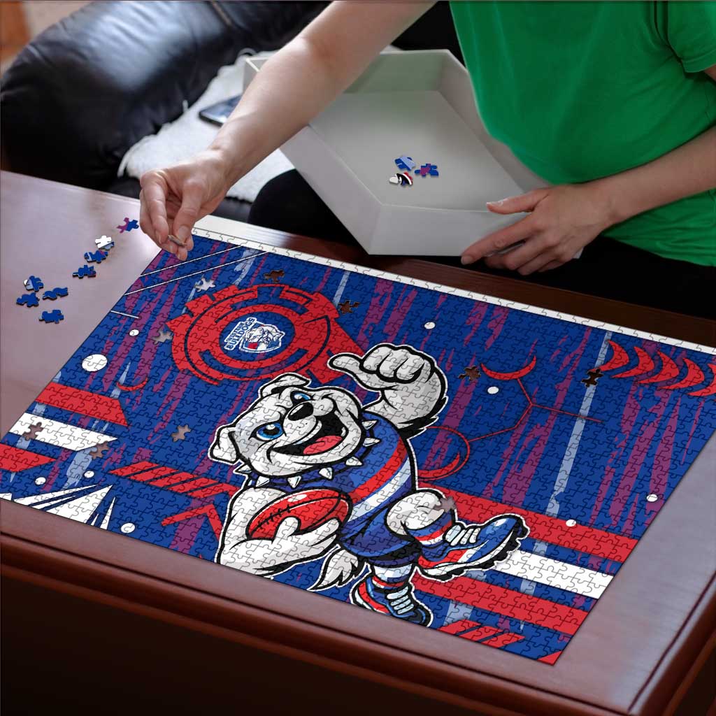 Western Bulldogs Puzzle Mascot Cartoon Football Illustration Style