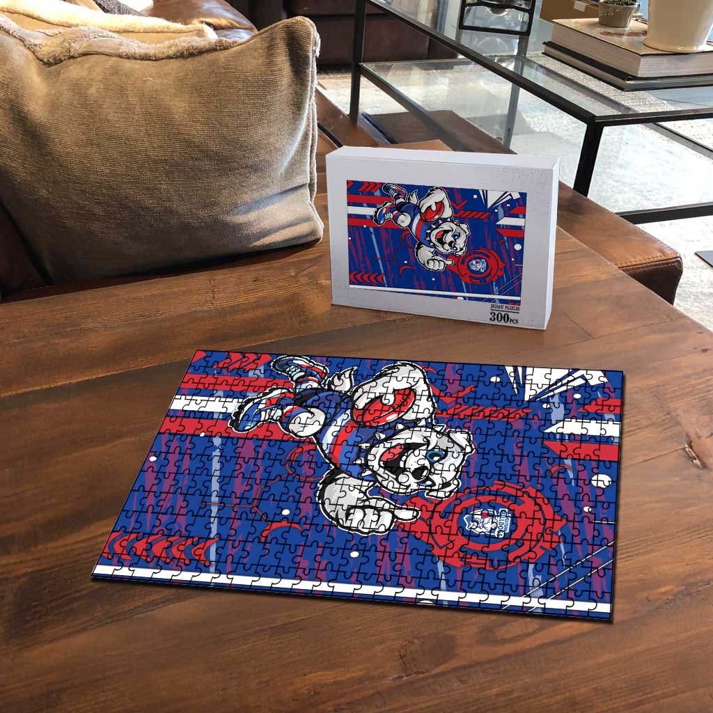 Western Bulldogs Puzzle Mascot Cartoon Football Illustration Style