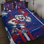 Western Bulldogs Quilt Bed Set Mascot Cartoon Football Illustration Style