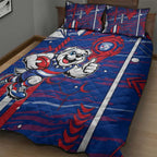 Western Bulldogs Quilt Bed Set Mascot Cartoon Football Illustration Style