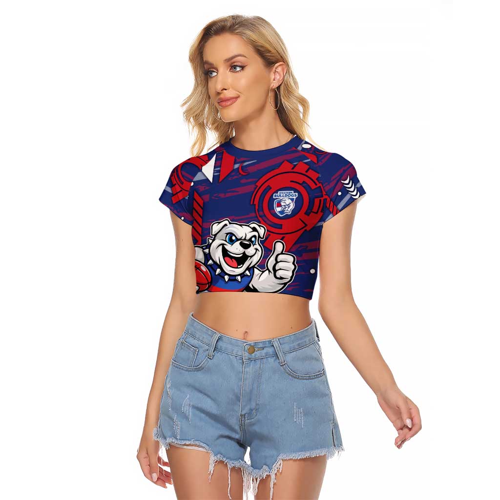 Western Bulldogs Raglan Cropped T Shirt Mascot Cartoon Football Illustration Style