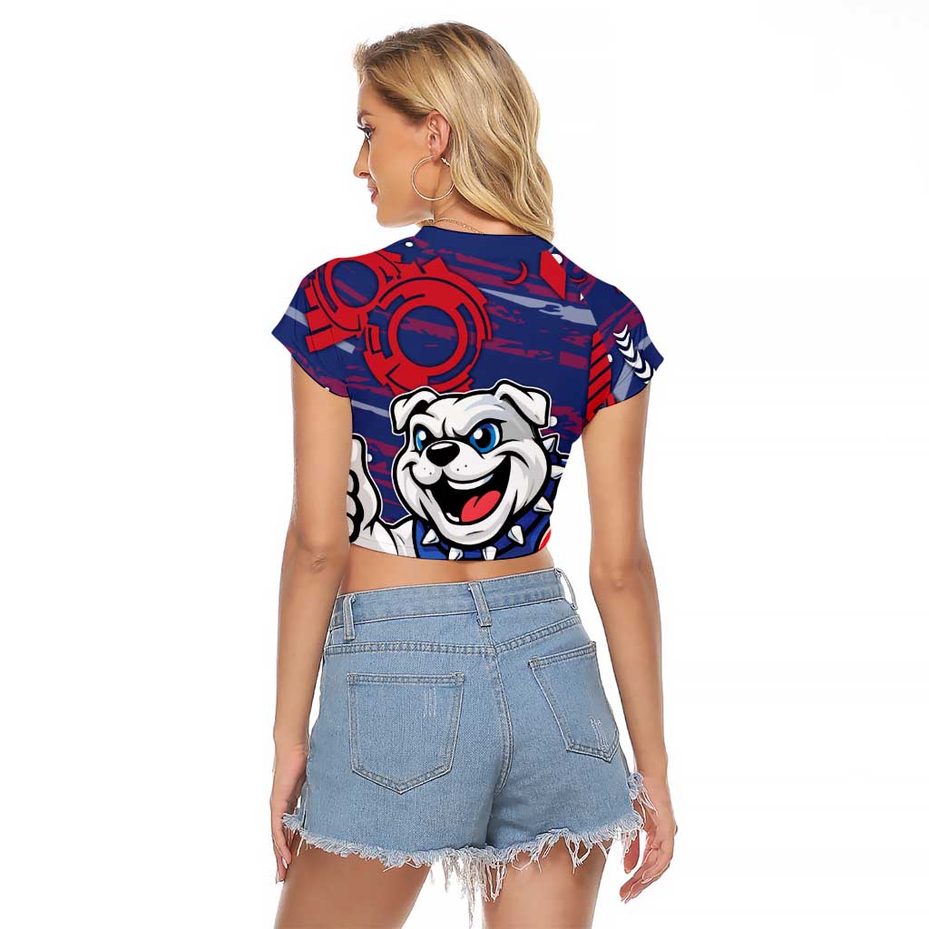 Western Bulldogs Raglan Cropped T Shirt Mascot Cartoon Football Illustration Style