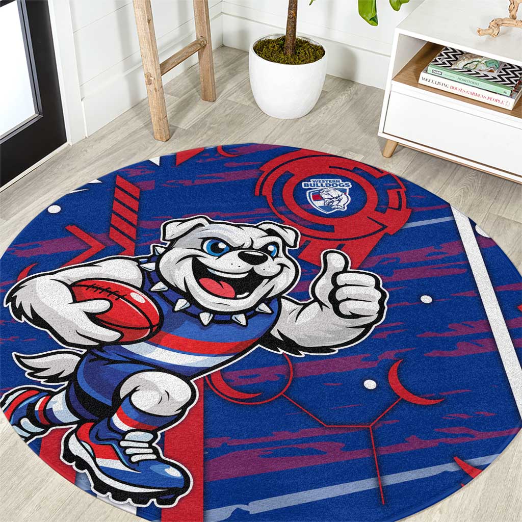 Western Bulldogs Round Carpet Mascot Cartoon Football Illustration Style