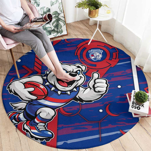 Western Bulldogs Round Carpet Mascot Cartoon Football Illustration Style