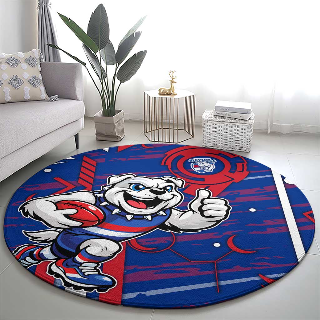 Western Bulldogs Round Carpet Mascot Cartoon Football Illustration Style