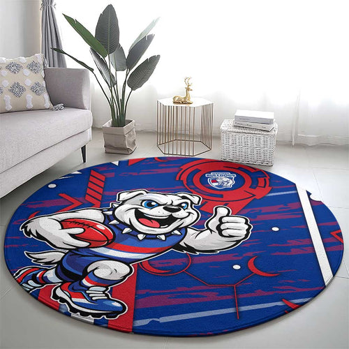 Western Bulldogs Round Carpet Mascot Cartoon Football Illustration Style