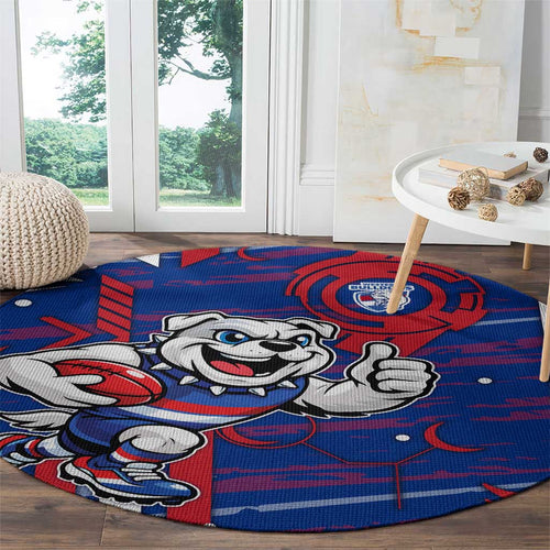 Western Bulldogs Round Carpet Mascot Cartoon Football Illustration Style