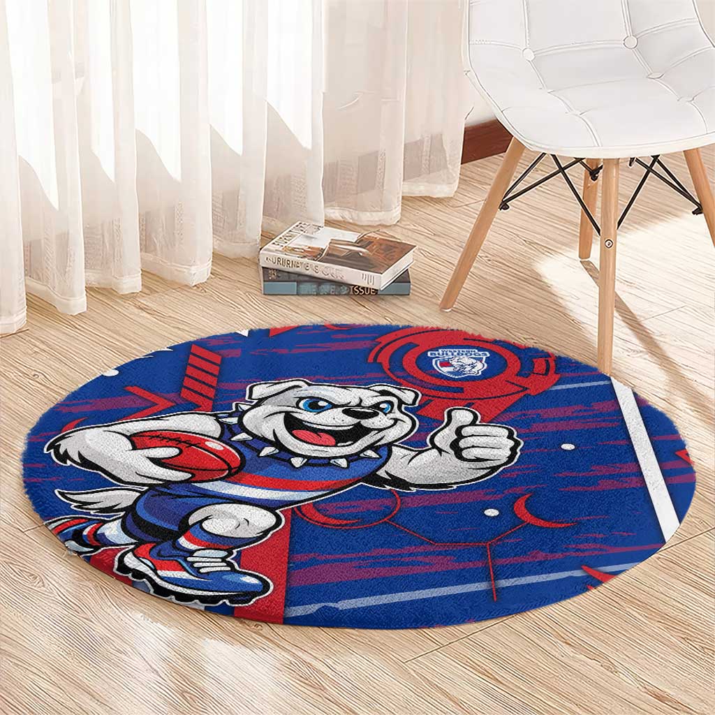 Western Bulldogs Round Carpet Mascot Cartoon Football Illustration Style
