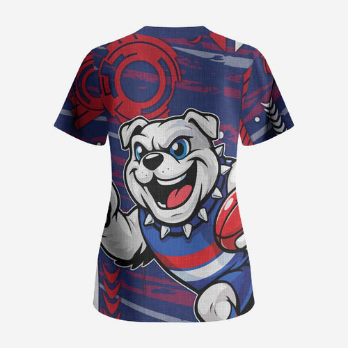 Western Bulldogs Scrub Top Mascot Cartoon Football Illustration Style