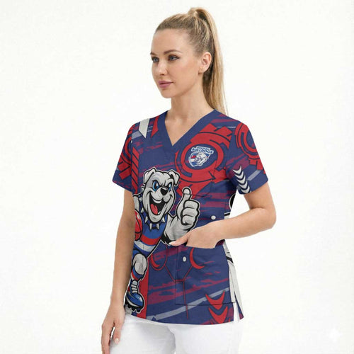 Western Bulldogs Scrub Top Mascot Cartoon Football Illustration Style