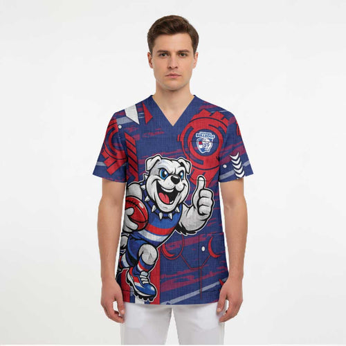 Western Bulldogs Scrub Top Mascot Cartoon Football Illustration Style