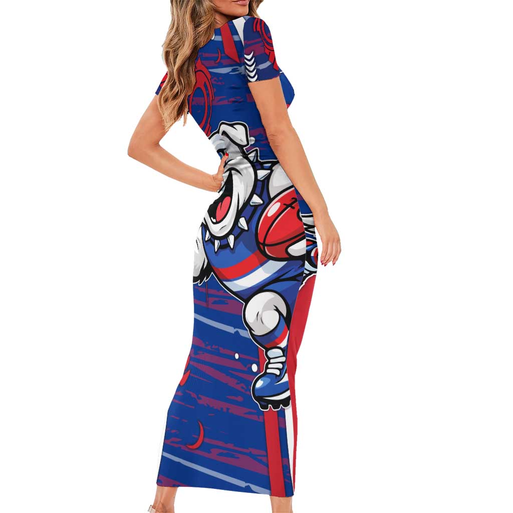 Western Bulldogs Short Sleeve Bodycon Dress Mascot Cartoon Football Illustration Style